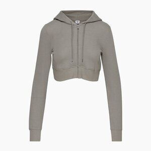 ARITZIA SUNDAY BEST Bear Zip Up Cropped Waffle Hoodie "Turner Taupe" XS